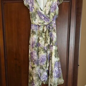 Purple and Yellow Ruffled Tiered High Low Sundress White House Black Market NWT